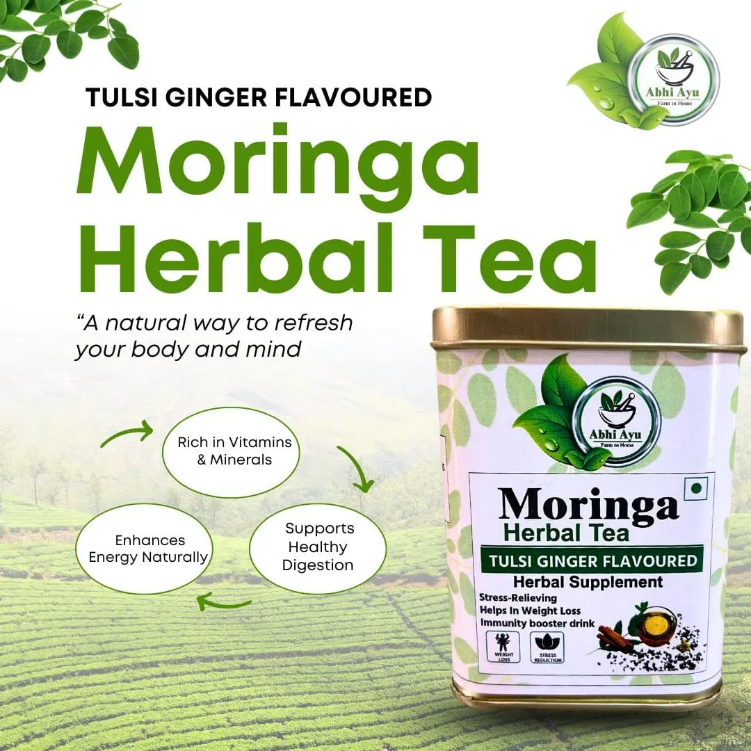 Organic Moringa Herbal Tea – Tulsi Ginger | Fat burner | Weight loss | Caffeine-Free, Stress-Relieving & Digestive Support - Image 10