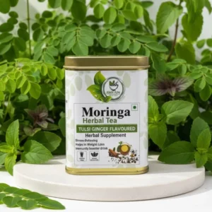 Organic Moringa Herbal Tea – Tulsi Ginger | Fat burner | Weight loss | Caffeine-Free, Stress-Relieving & Digestive Support